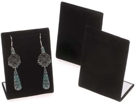 888 Display USA, Inc 3 Pieces Black Velvet Leaning Earring Stands/Jewelry Displays 3.5 Inches Tall (Black Velour, 3) by 888DisplayUSA