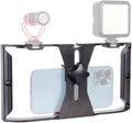 Smartphone Video Cage Rig, HuaerHui Handheld Phone Video Filmmaking Vlogging Stabilizer Grip Tripod Mount Fits Most Phones, with Cold Shoe Mounts, 1/4in Screw Holes to Connect LED Lights/Microphones by Unknown