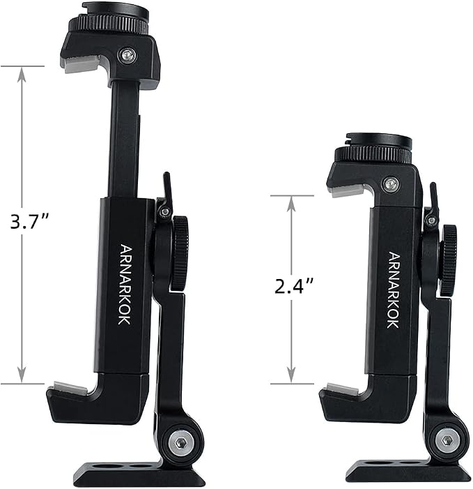 Metal Phone Tripod Mount with Rotatable Cold Shoe for Microphone Mount, Compatible with iPhone & Android, Universal Tripod Adapter for Vlogging, Cell Phone Holder, Youtube, Video Creators Rig - Image 7