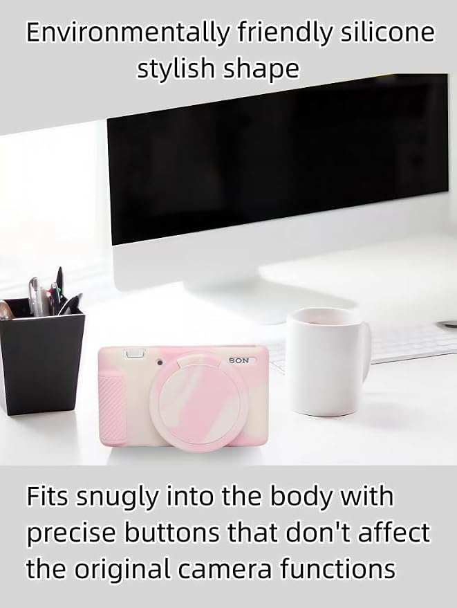 Camera Case for Sony ZV1 Digital Camera.ZV-1 Accessories | Soft Silicone Protective Case Removable Lens Cover,Comes with 2 Screen Protectors and 1 Wrist Strap. (Mist Pink) - Image 7