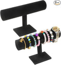 TENINYU Hovering T-Bar Bracelet Necklace Earring Bangle Pendants Anklet Tower Watch Key Jewelry Display Stand for Home Organization (Black Velvet 2Pack) by TENINYU