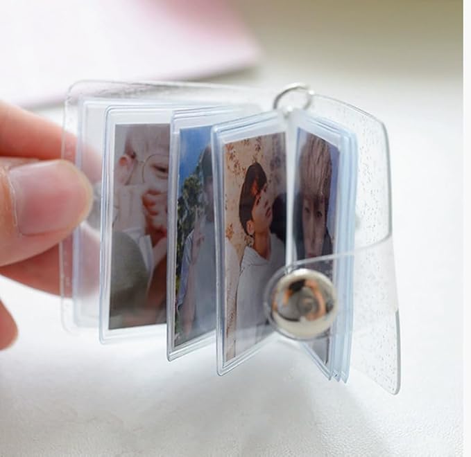 8 Clean Mini Photo Album with Keychain,1x1.5 Business Credit Card Holders | 1inch Small Hanging Photocard Holder - Photo Ornaments for Tree, Card Cases 8Page-16 Card Pockets Collection Album Bulk - Image 7