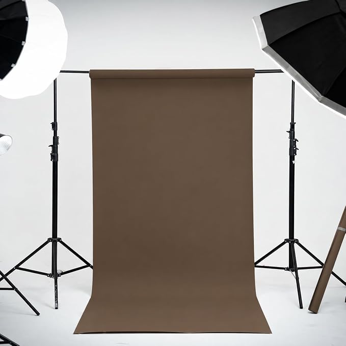 Kate Seamless Paper Backdrop Brown Seamless Backdrop Paper Rolls (106.8''x32.8' Coco Brown) - Image 2
