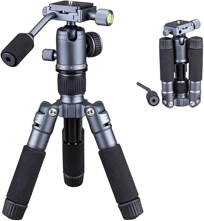 Portable Desktop Mini Tripod with Panning Handle, 20" / 52cm Desk Tabletop Aluminum Alloy Stand with 360° Ball Head, Compact Tripod for DSLR Camera Video Camcorder, Load up to 13lb / 6kg by JAFUQAW