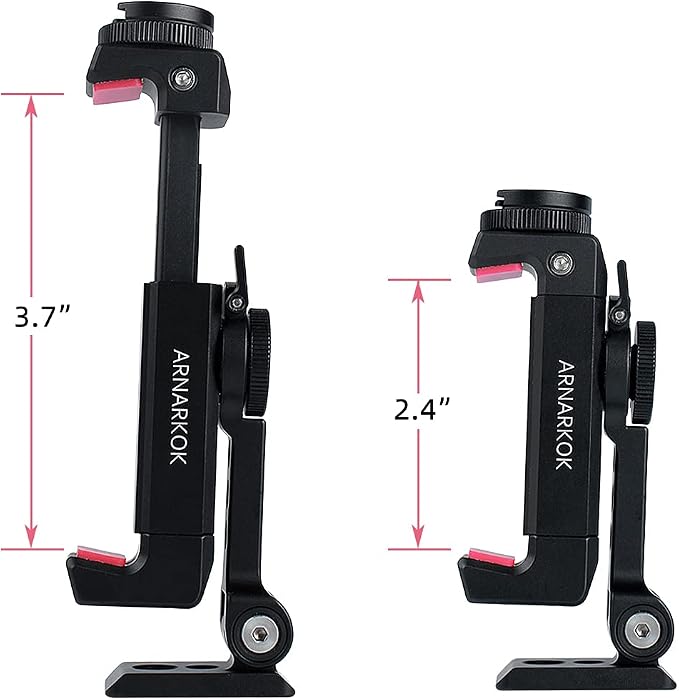 Metal Phone Tripod Mount with Rotatable Cold Shoe for Microphone Mount, Compatible with iPhone & Android, Universal Tripod Adapter for Vlogging, Cell Phone Holder, Youtube, Video Creators Rig - Image 4
