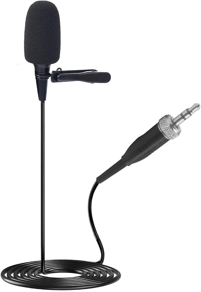Lavalier Microphone, Cardioid Condenser Clip On Microphone, Lapel Microphone Compatible with Sennheiser Microphone Wireless System, 3.5mm Screw Lock Plug, Ideal for Lectures, Theater, Actors by JTLAU