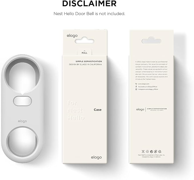 elago Silicone Case for Google Nest Hello Doorbell Cover (Wired) | Full Protection, Night Vision Compatible [US Patent Registered] [White] - Image 7