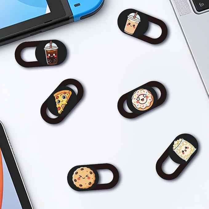 6Pcs 6 Styles Food Theme Camera Cover Slide Sticker 0.04 Inch Privacy Guard Accessories, Computer Camera Cover Cute Protector Blocker for Desktop Loptop Tablet Notebook Mini PC Office Use - Image 4