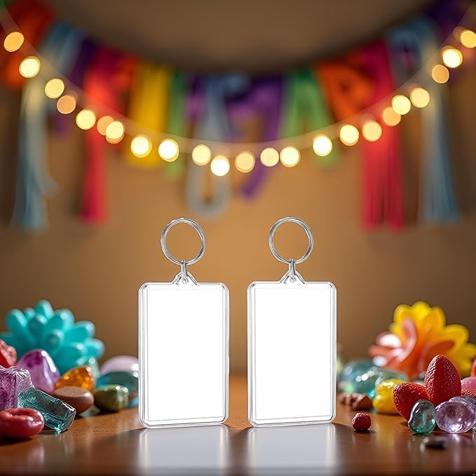 2pcs Clear Plastic Picture Frame Keychain Rectangle Shapes Blank Photo Keychains Photo Display Plastic Blank Keychain Clip Photo Holders Photo Albums, Frames and Accessories - Image 2