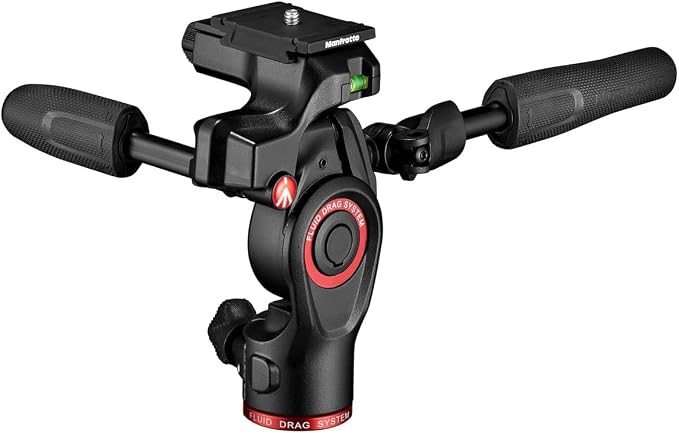 Manfrotto Befree 3-Way Live Camera Tripod Head, Aluminium, 6kg Payload, for Travel Tripods, with Foldable Handles, Fluid Drag System, for Photo and Video, Vlogging Equipment (MH01HY-3WUS) by Unknown