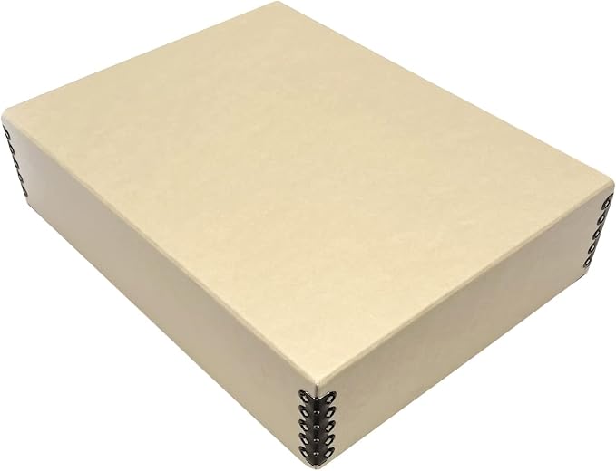 Lineco Museum Archival Storage Box, Drop Front, 9.75x12.75x3 in, Tan | Acid-Free with Metal Edge, Preserves Picture Longevity, Organize Photos, Newspapers, Prints, Documents, Crafts, DIY by Lineco