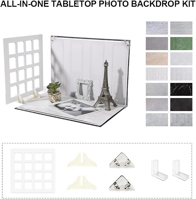 16x11.5 Inch Photo Backdrop Board, 7PCS Double Side Flat Lay Backdrop Paper with Shadow Board, Product Photography Backdrop Kit for Props, Food Jewelry Cosmetics, Small Content Creator Backdrops - Image 2