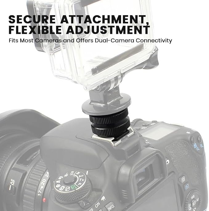Hot Shoe Adapter 1/4 Inch Camera Hot Shoe Mount Adapter Tripod Screw for DSLR Camera Rig Cold Hotshoe Screw Accessory Attachment for Camera Flash Shoe to 1/4"-20 Male Post Adapter with Locking Disk - Image 4