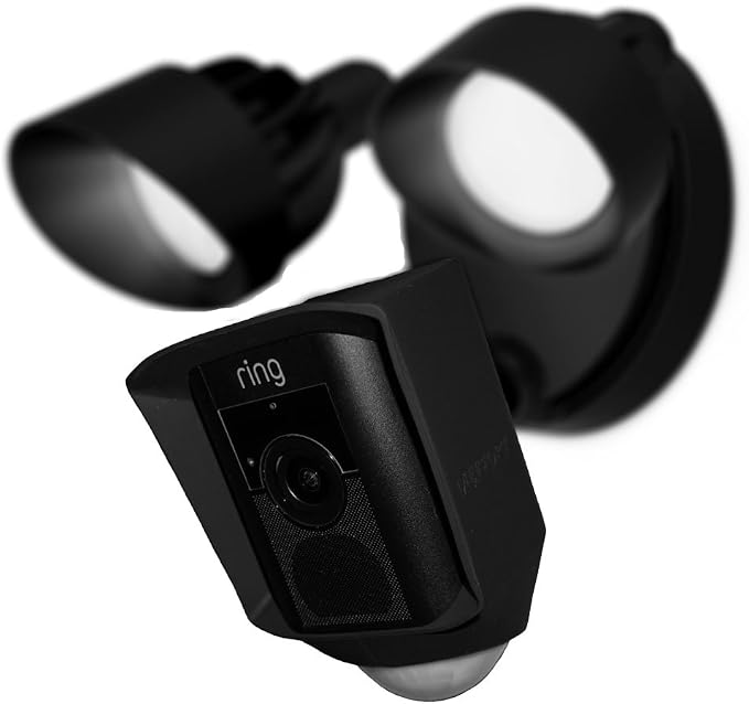 Silicone Skin Case Cover Compatible with Ring Floodlight Cam Wired Plus, Floodlight Camera (1st Gen) - Sun Glare, UV & Weather Protection Skins Cover - Black by MeffortInc