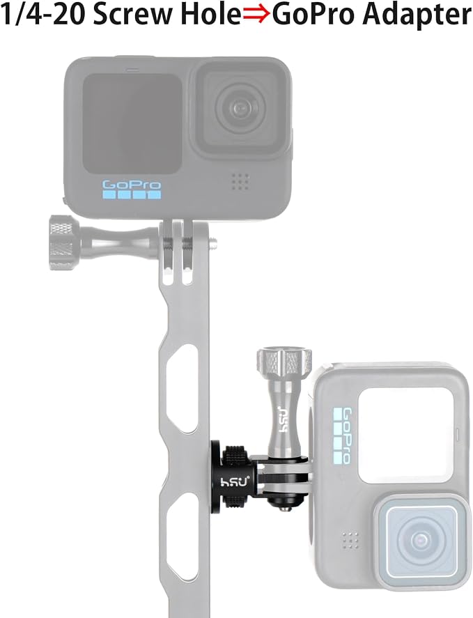 HSU Aluminum Camera Tripod Mount Adapter, 1/4"-20 Camera Mount (Black) | for GoPro Hero 13/12/11/10/9/8/7 Insta360 X3/X2/X/RS/R, Osmo Action, and Other Cameras - Image 6