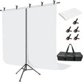 Hemmotop White Backdrop with Stand, 8x7.5ft Photography Background Kit | Sturdy Threaded Connection Stand, Draped Polyester Fabric, Perfect for Photoshoot Wedding Birthday Party Projector Screen by Hemmotop