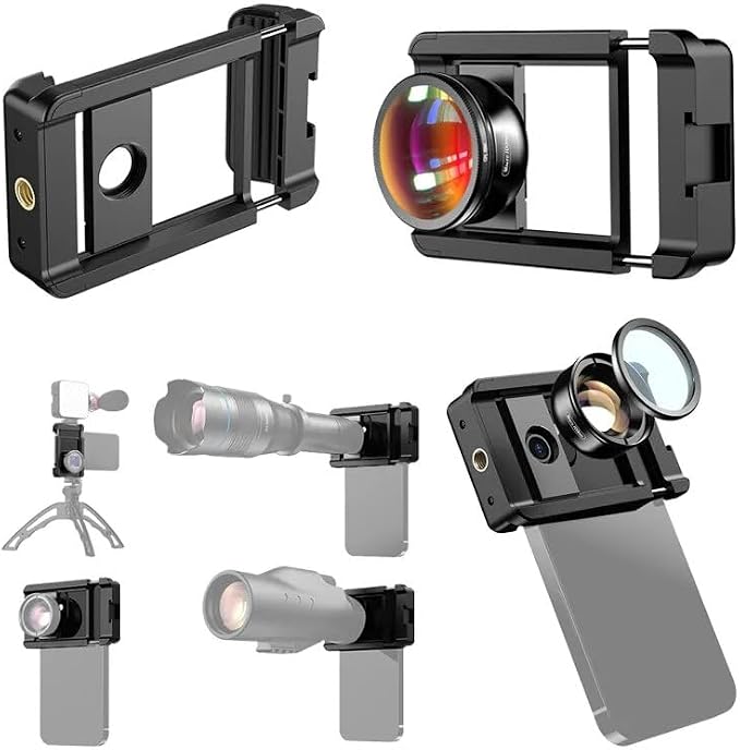 10X Macro Lens Kit Phone Camera Lens + CPL Filter 17mm Thread Phone Clip Clamp Mount Holder with Cold Shoe Mount for Smartphone (Clip Only) - Image 2