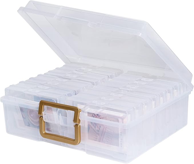 novelinks Photo Storage Box and 16 Inner 4" x 6" Photo Storage Containers | 1Pack Clear, Photo Albums 4x6 Pictures, Photo Organizers and Storage, Card Game Storage, Task Boxes for Special Education by novelinks