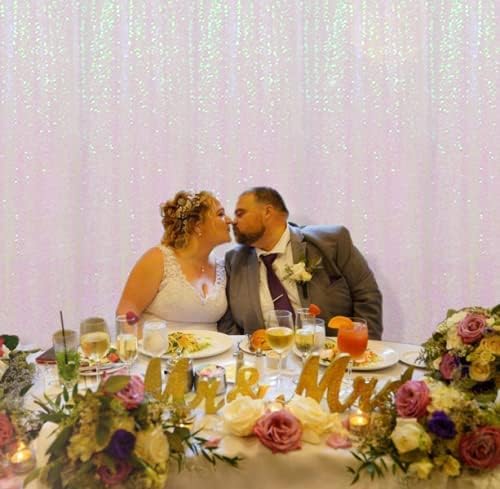 Poise3EHome White Iridescent Sequin Backdrop,8FT x 10FT Sequin Photography Backdrop Curtain for Party Decoration - Image 5