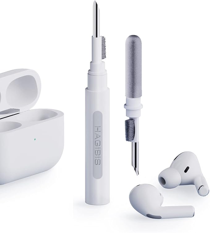Hagibis Cleaning Pen for Airpods Pro 1 2 3 Multi-Function Cleaner Kits Soft Brush for Bluetooth Earphones Case Cleaning Tools for iPhone 16 15 Pro Max LEGO Camera Lens (White) by Hagibis