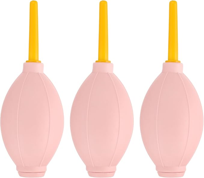 PATIKIL Soft Tip Air Blower Dust Blaster, 3 Pcs Rubber Bulb Air Pump Dust Blower Cleaner Cameras Lens Cleaning Tool with Long Nozzle for Camera Lens Computer Keyboard, Pink/Yellow by PATIKIL