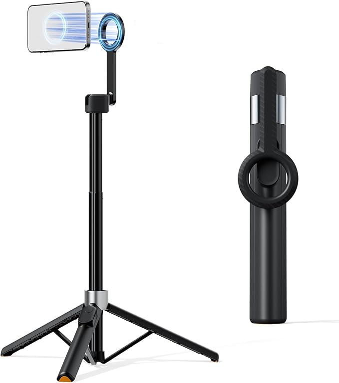 TODI 60" Magnetic Tripod for iPhone,Mini Magnetic Selfie Stick Magnetic Selfie Stick Compatible with iPhone 12-17 Series with Metal Ring by TODI