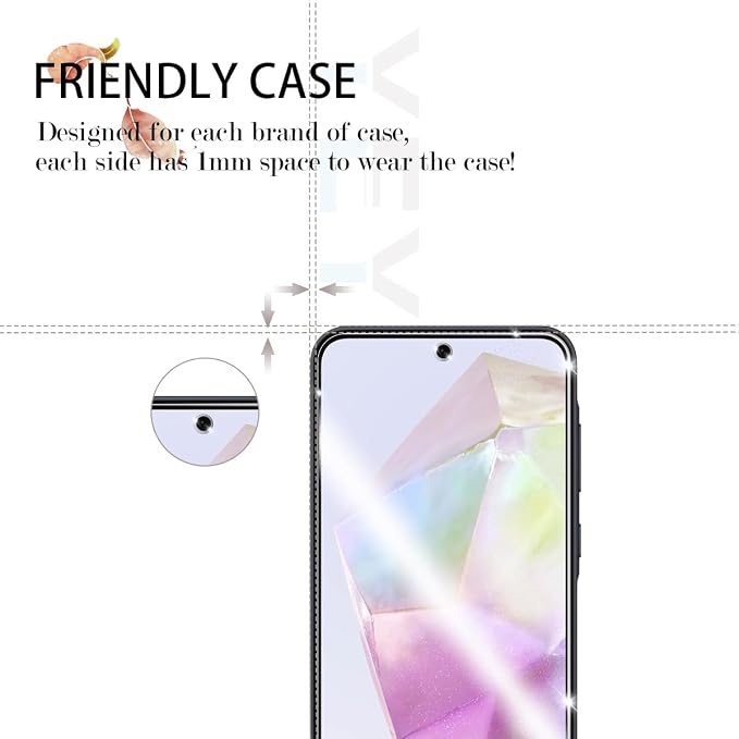 Galaxy A35 HD Clear Tempered Glass Screen Protector + Camera Lens Protectors, [2+2 Pack] [3D Glass] [Anti-Glare] [Bubble-Free] Screen Protector Glass For Samsung Galaxy A35 - Image 4