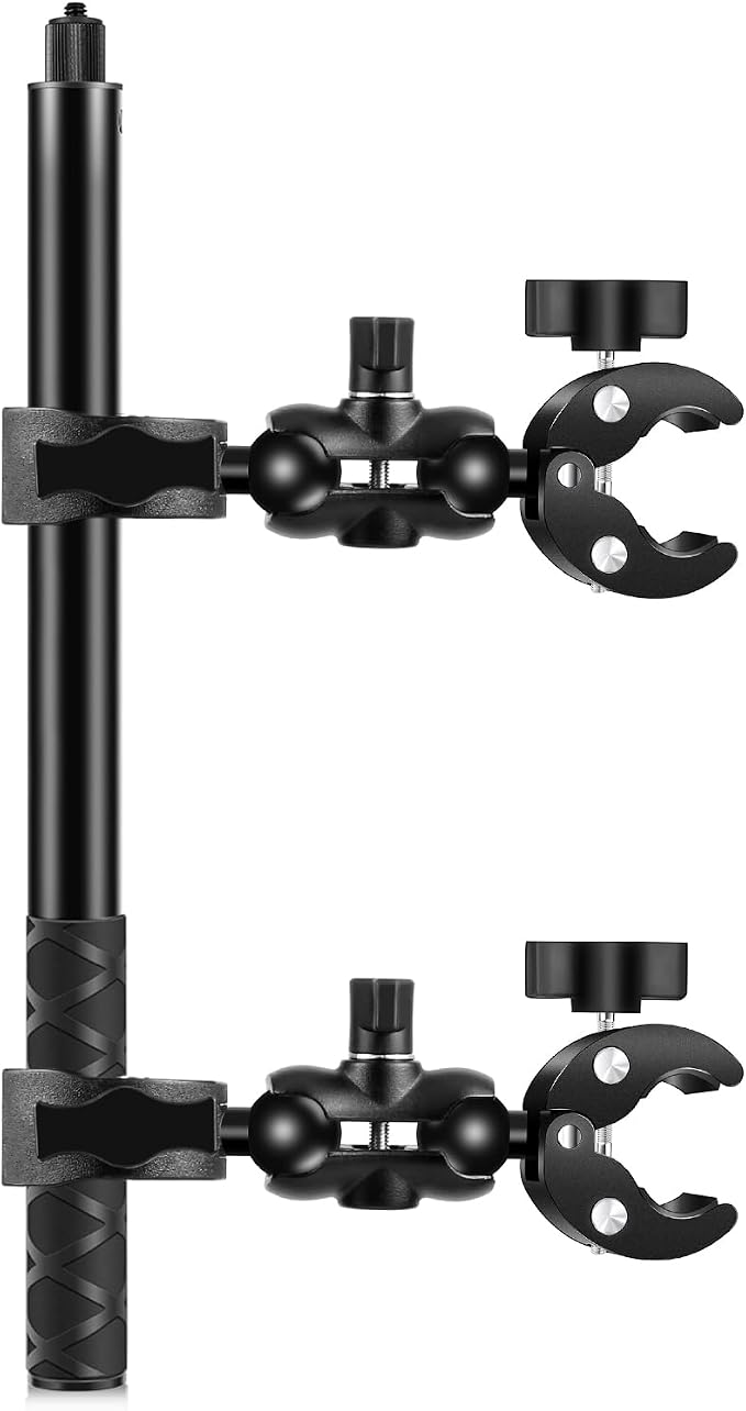 PULUZ Motorcycle Bike Handlebar Double clamp Mount with 59" Invisible Selfie Stick for insta360 X4/X3/X2/XONE/GO2/3 Action Camera - Image 8