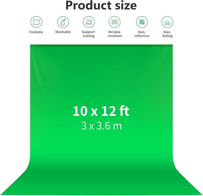 NEEWER 10 x 12FT / 3 x 3.6M PRO Photo Studio Premium Polyester Collapsible Backdrop Background for Photography, Video and Television (Backdrop ONLY) - Green - Image 2