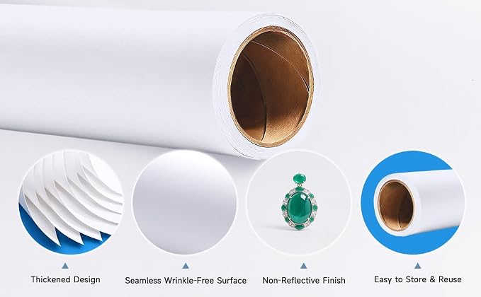 YSKE-Seamless White Paper Backdrop Roll For Photography, Photo Background, And Photoshoot Cover–Roll Of Paper With Backdrop Cover For Background Stand,Thick Anti-Wrinkle Matte(106.9''x36'Arctic White) - Image 3