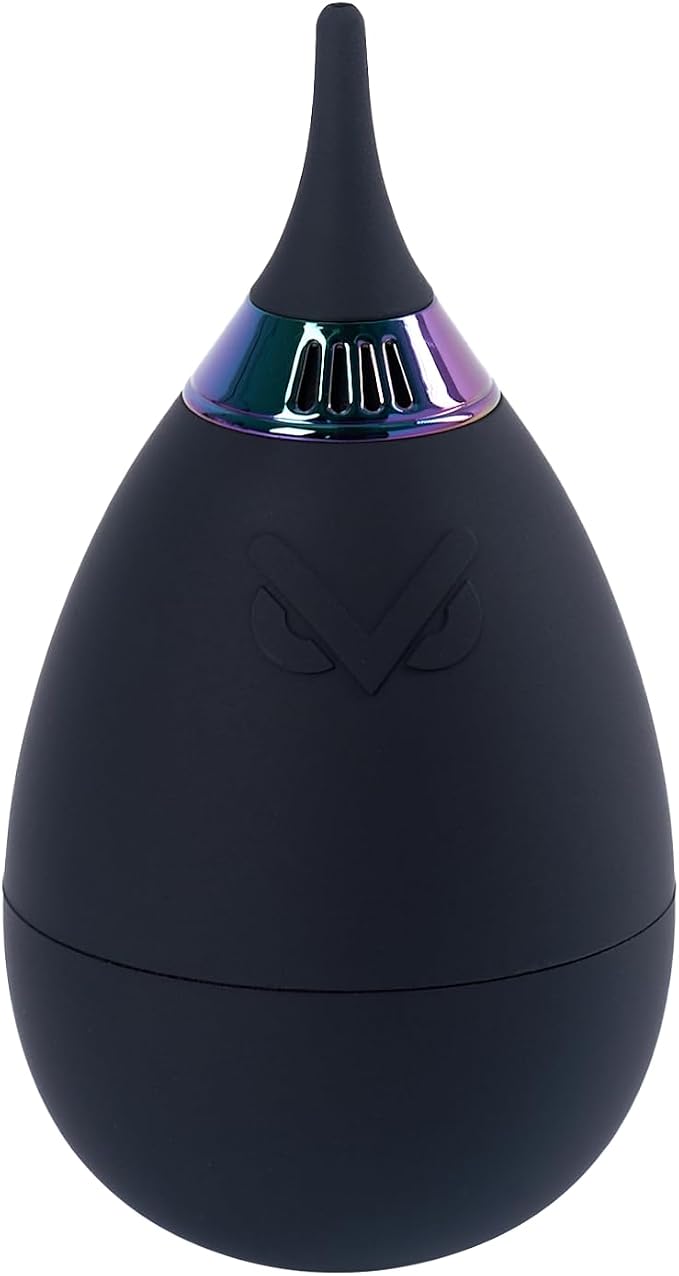 VSGO Camera Air Blower for Lens and Sensor Cleaning, Black+Colorful Ring | One-Way Air Valve; Tumbler Base Keeps Nozzle Raised; Soft Silicone Body; Easy-Squeeze Design; Pocket-Friendly Carry by VSGO