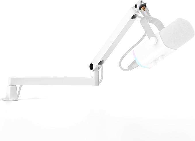 InnoGear Low Profile Mic Arm Boom Arm Microphone Stand Desk Mount, White | Multiple Adapters, 3.3 lb Weight Capacity, Fit Blue Yeit Nano, Vibration Resistant, Adjustable Angle by InnoGear