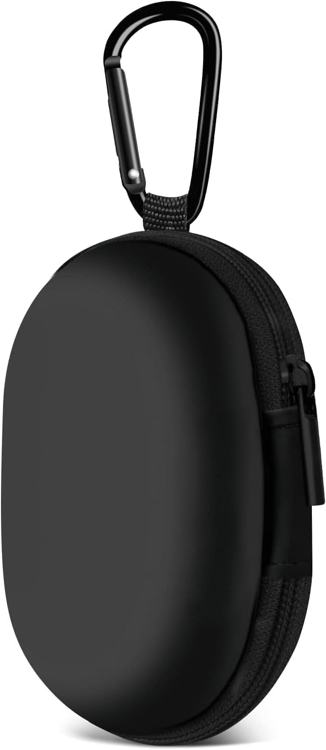 1 Pack Oval Earbud Case Storage Bag with Carabiner, Black | Portable EVA Carrying Case, For Wired/Wireless Headphones, SD Card Storage, Camera Chip by MOLOVACase