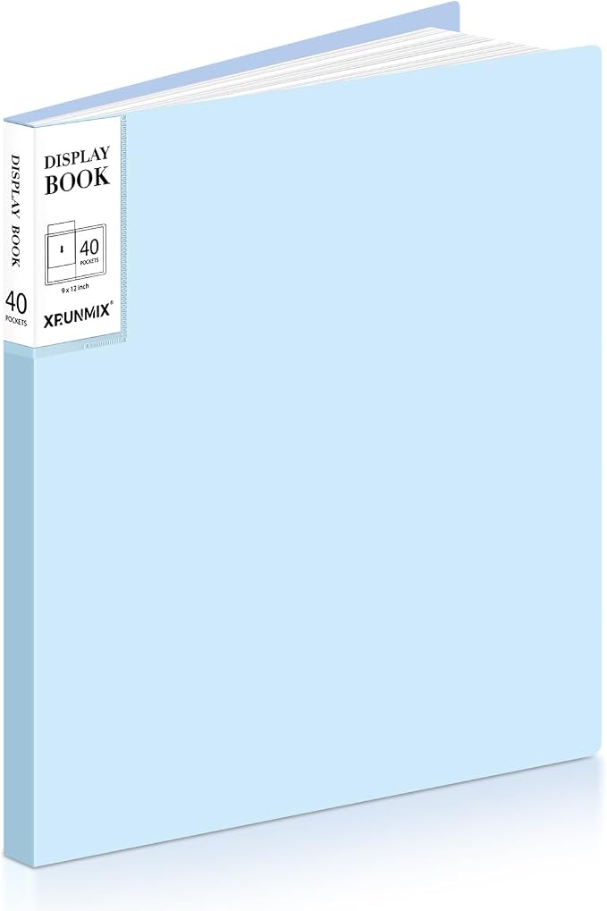 XRUNMIX Art Portfolio 8.5X 11 Inch, 40 Pockets (80 Pages Capacity) Letter Size Display Book with Clear Sheet Protectors, Presentation Folder for Artwork/Documents/Photos by XrunmixOffice