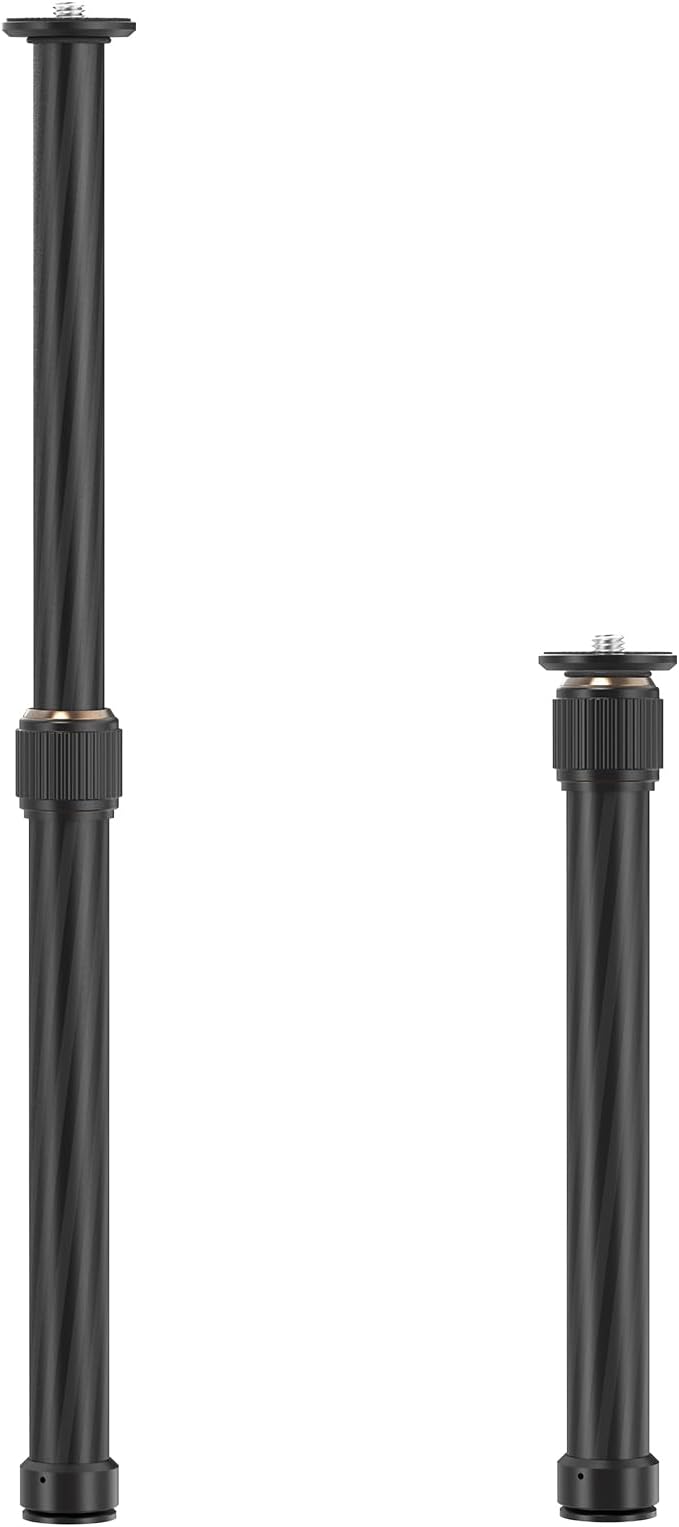 Tripod Extension Rod, Carbon Fiber Tripod Extension Pole with Arca Port, 2 Section Center Columns Monopod Extender Tube, 12.8"-23" Telescopic Stick Rod with 1/4" & 3/8" Screw for Tripod/Gimbal Mount by MINIFOCUS