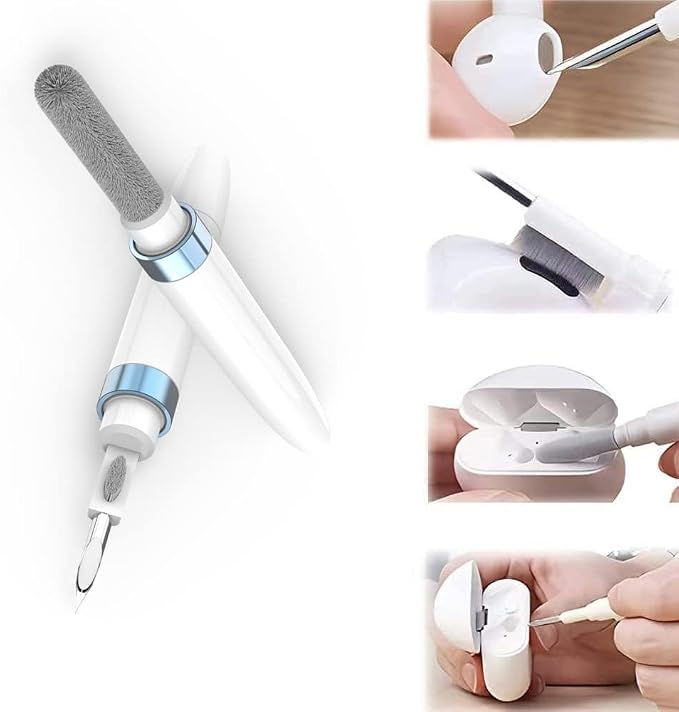 Dual-Brush Earbud Cleaning Pen | 4-in-1 Pro Kit for Precision & Durability, Tool Compatible with Airpods, Galaxy Buds, All Wireless Headsets -Blue - Image 2