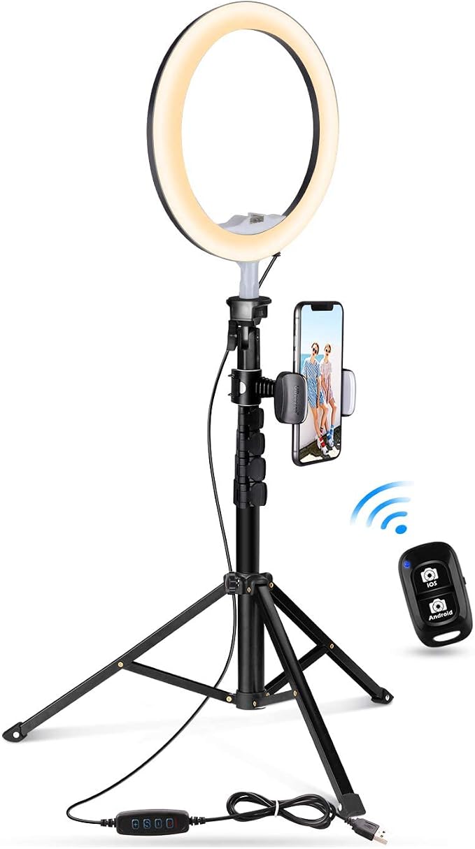 UBeesize 10" Ring Light with Overhead Phone Mount by UBeesize