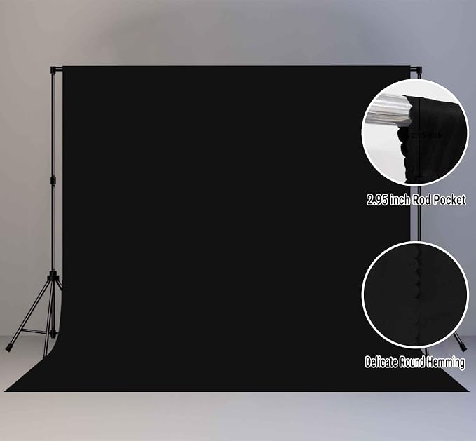 Black Photography Backdrop for Photoshoot, Fabric 10x10ft | Polyester Studio Photo Backgrounds, Non Reflective, Easy to Hang, for Portrait Shoot, Product, Party Decor, Video Creation - Image 6