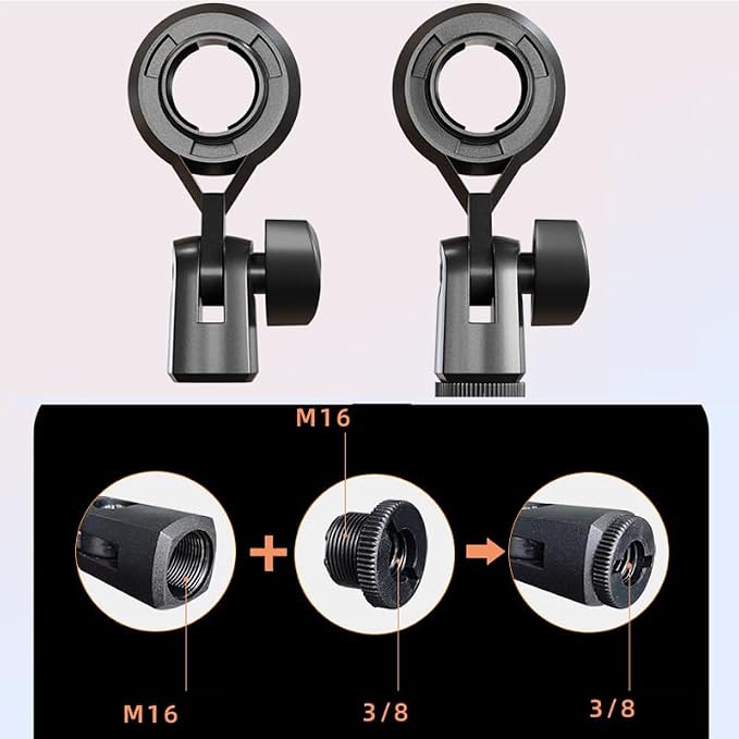 2 Pack Condenser Microphone Clip Holder with 7/8'' Thread Mount Condenser Mic Holder Adapter for Cardioid Diaphragm Studio Condener Microphones Stand Recording Streaming Vocal Mic Boom Arm - Image 4