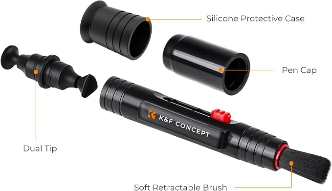 K&F CONCEPT Professional Lens Cleaning Pen with Cleaning Soft Brush | 3-in-1 Cleaning Effect,Telescopic Button,Deep Cleaning,for Nikon Sony Canon Camera Optical Lenses,Easy to Carry,MP01 - Image 8