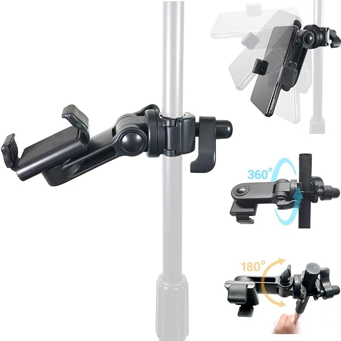 Accessory Basics Music Boom Mic Microphone Stand Smartphone Mount w/360° Swivel Adjust Holder for All Smartphones up to 3.75 inches Wide (Zoom Video Compatible) by Accessory+Basics