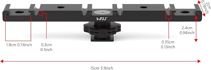 HSU Cold Shoe Mount Bracket, Triple-Head Hot Shoe Mount, and 1/4 Screw Port, Aluminum Cold Shoe Plate Adapter with Cable Slot Bayonet for Microphone, Led Video Light, Monitor (Extension), HGP322L - Image 7
