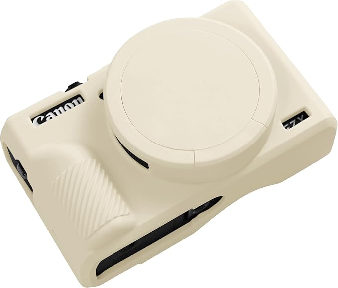 Easy Hood Camera Case Cover for Canon Powershot G7X Mark III Camera(Beige) | With Removable Lens Cover,Soft Silicone Protective Case,Anti-Scratch,Slim Fit,Enhanced Grip,Lightweight Camera Accessories by EasyHood