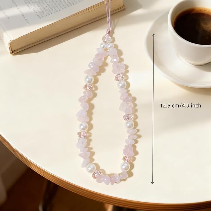 Phone Charm Beaded Camera Wrist Strap Cute Chain Lanyard Wristlet | Camera Wristlet Crystal Pearl Camera Charm Strap Girly Phone Charms Strap Bag Purse Charms for Women - Image 6