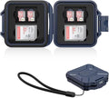 JJC Small SD Card Case Holder for 4 SD & 8 Micro SD Memory Cards, Dark Blue | 12 Slots, Slim & Lightweight Design, Water-Resistant & Shockproof, Soft EVA Interior, Includes Wrist Strap, Easy to Carry by JJC