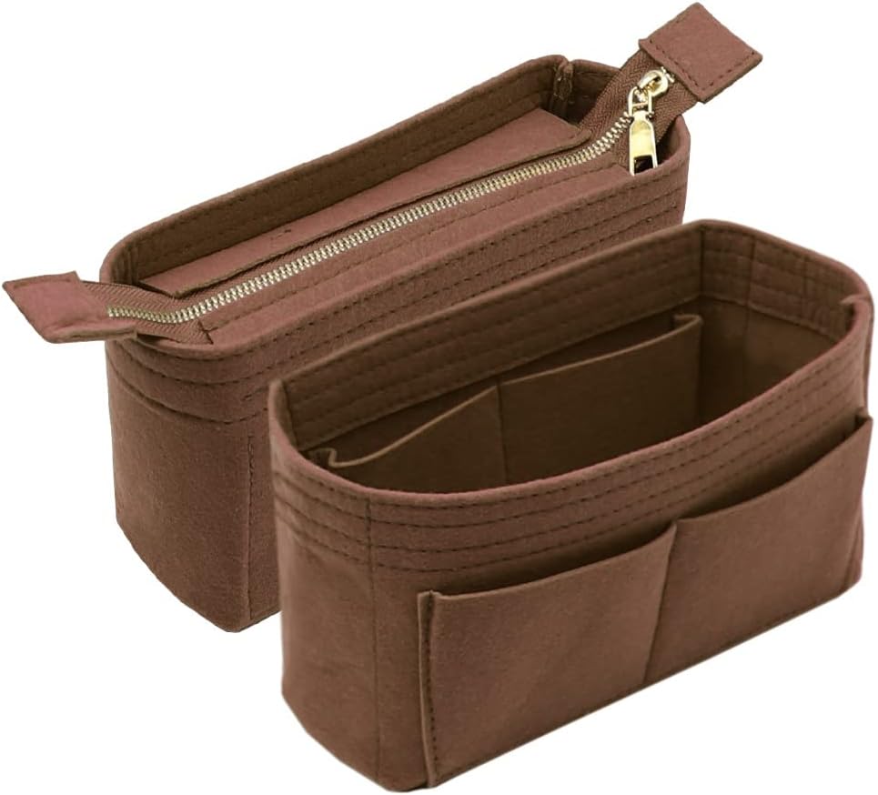 LEXSION Organizer,Bag Organizer,Insert purse organizer with 2 packs in one set fit NeoNoe Noé Series perfectly Brown by LEXSION