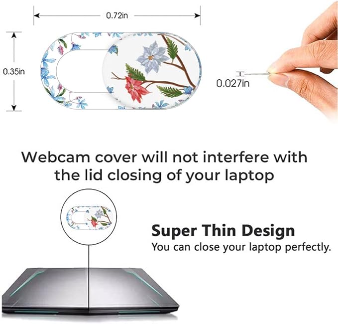 Laptop Camera Cover Slide Cute Flower 8 Pack, Webcam Cover Phone Camera Cover, FadyRaye Ultra-Thin Computer Camera Slide Fits Cellphone, Laptop, Desktop PC, Tablet - Image 2