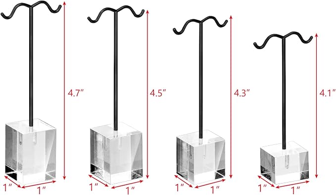 MOOCA 4-Piece Acrylic Earring Display Stand Set, Black | Premium acrylic bracelet and necklace display, easy to assemble for travel, trade shows, home, or retail displays - Image 2