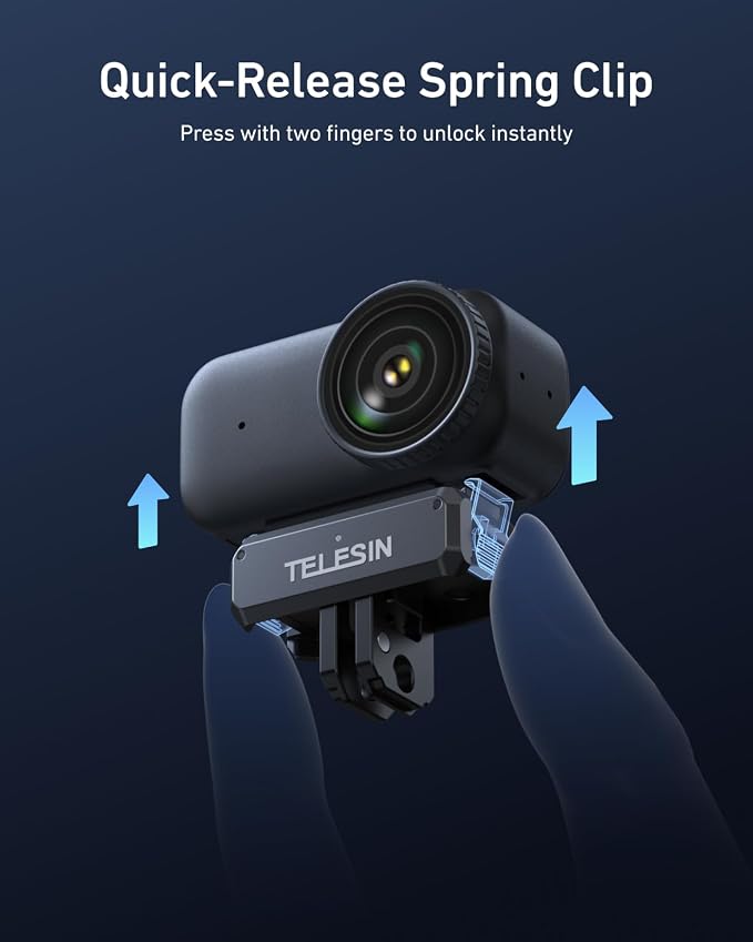 TELESIN Mini Selfie Stick w Magnetic Quick Release Charging Adapter Mount | Tripods for DJI Osmo Nano / Xtra Atto, 360° Adjustable Stick Pole, 1/4" Screw Hole Adapter Mount, Anti-Slip Handle Grip - Image 8