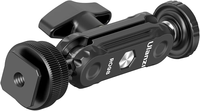R098 Cold Shoe Monitor Mount, 1/4" Rotatable Dual Ballhead Hot Shoe Mount | Microphone Fill Light Camera Monitor Swivel Bracket Compatible with DJI OSMO 360/Pocket 3/Pocket 4/Insta 360 x 5/Sony/Canon - Image 9